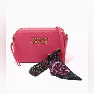 NWT Versace Jeans Coutour Crossbody Bag with Twilly Pink
